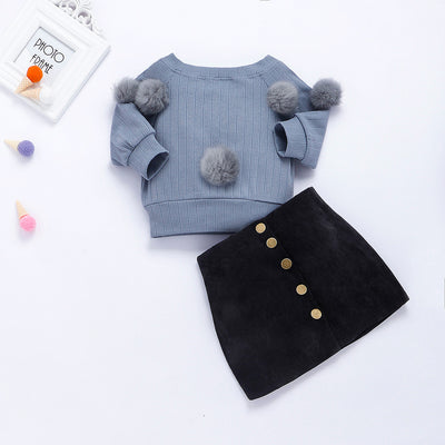 Conjunto Infantil de Dos Piezas: Top Rayado y Falda para Niñas - Image 4