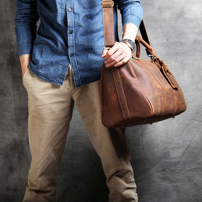 Bolsa de Viaje Cuero Vintage Crazy Horse - Equipaje Deportivo Versátil