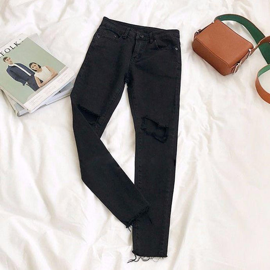 Pantalones Skinny Rotos Negros para Mujer - Image 2