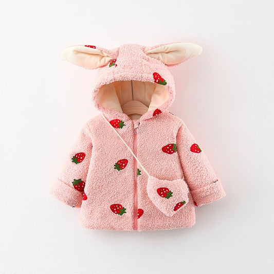 Abrigo Acolchado con Capucha y Cardigan de Terciopelo para Bebé