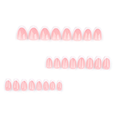 Uñas Postizas Francesas Punta Corta con Borde Blanco Clásico - Image 2