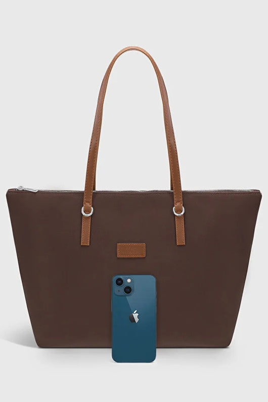Bolso Shopper Marrón Grande Impermeable para Mujer - Image 3