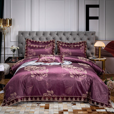 Conjunto de Cama Jacquard de Algodón con Encaje - 4 Piezas - Image 7