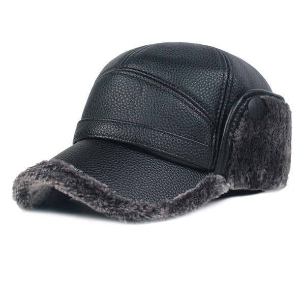 Gorro de Cuero Grueso para Invierno con Protección de Orejas