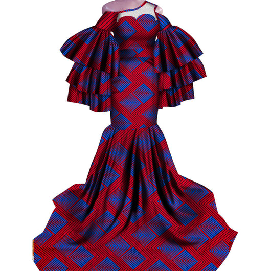 Vestido Largo Estampado Africano con Corte Sirena - Image 6