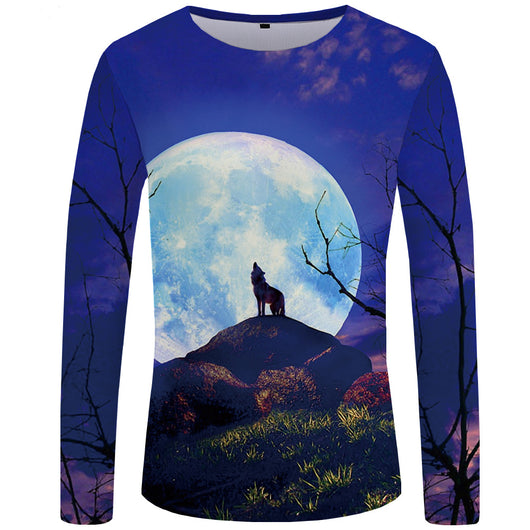 Camiseta Manga Larga Serie Lobo Impresión 3D para Hombre - Image 14