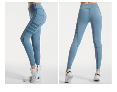 Pantalones de yoga con malla y rayas - Image 3