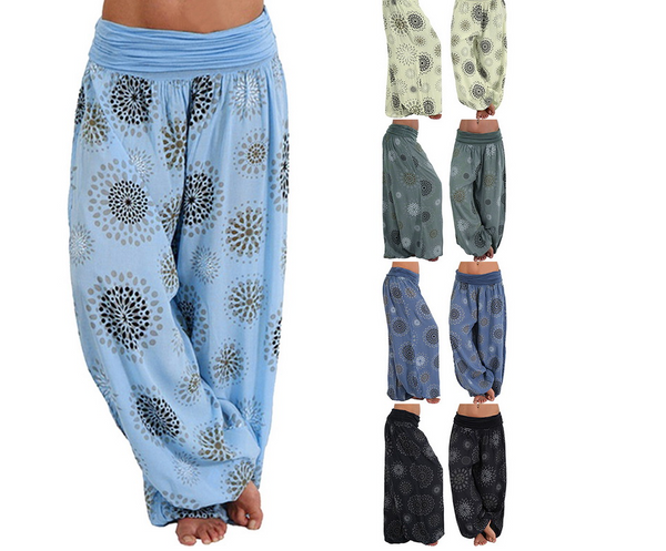 Pantalones Casuales Mujer Estilo Europeo con Estampado Digital y Corte Relajado