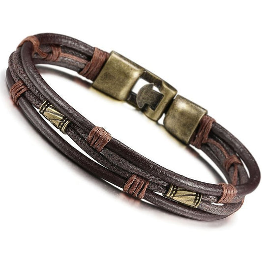 Pulsera de Cuero Trenzado Estilo Vintage para Hombre