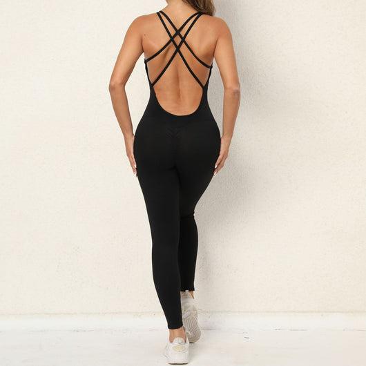 Jumpsuit Deportivo para Yoga con Espalda Cruzada - Leggings sin Costuras Ajustados para Fitness - Image 34