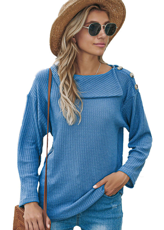 Suéter Tejido con Botones y Mangas Largas Holgado para Mujer - Image 5