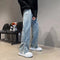 Pantalones Vaqueros Rectos con Letras Bordadas - Estilo Hip Hop Street Fashion
