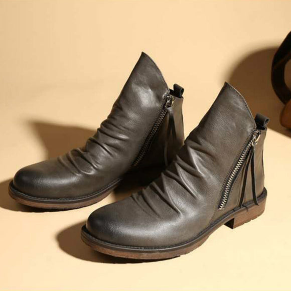 Botas Puntiagudas para Hombre con Cierre de Doble Cremallera