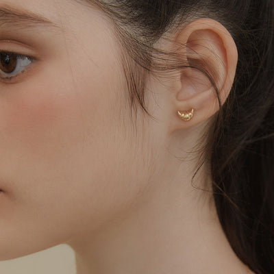 Aretes de Botón Diseño Minimalista Japones Croissant Personalidad - Image 8