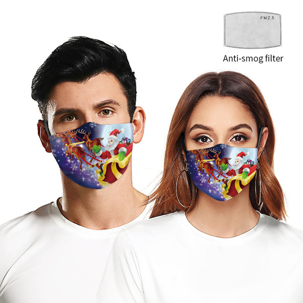 Mascarilla Doble Capa Reno Navideño con Impresión Digital