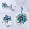 Conjunto de Aretes y Dije en Resina Epoxi Púrpura