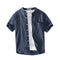 Camisa Casual de Algodón con Cuello de Pie y Rayas Distintivas