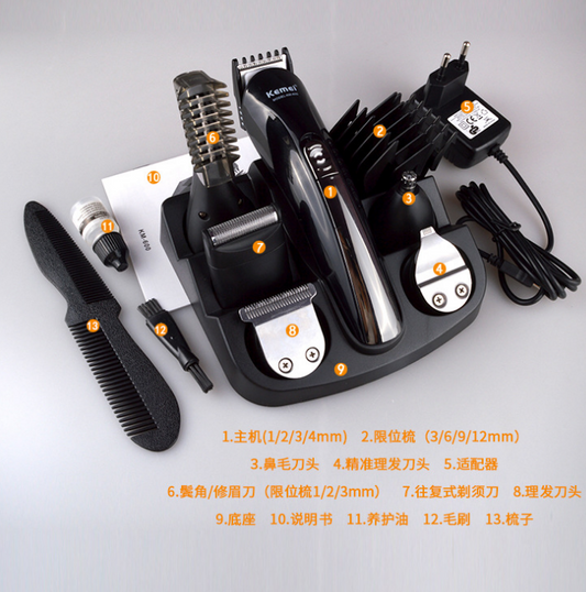 Cortadora de Cabello Kemei 6 en 1 Recargable con Cuchillas de Titanio - Máquina de Afeitar Profesional para Hombres - Image 2