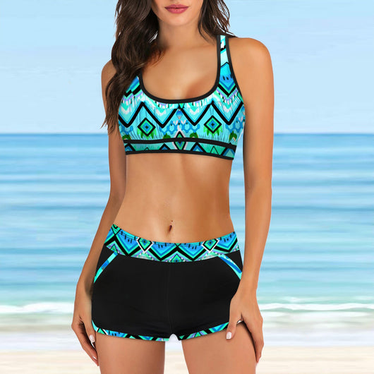 Bikini Estilo Vacaciones con Estampado Digital y Corte Asimétrico - Image 4