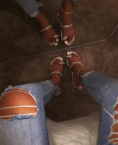Sandalias Planas de Diamante - Comodidad y Elegancia - Image 2