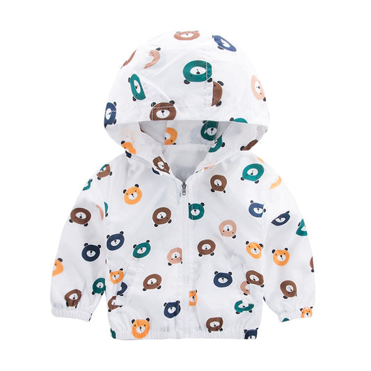Chamarra Hoodie con Cierre de Oso Estampado