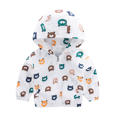 Chamarra Hoodie con Cierre de Oso Estampado