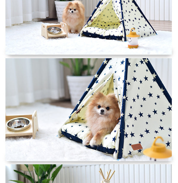 Casa Portátil Lavable para Mascotas - Cama y Juguetero para Perros y Gatos