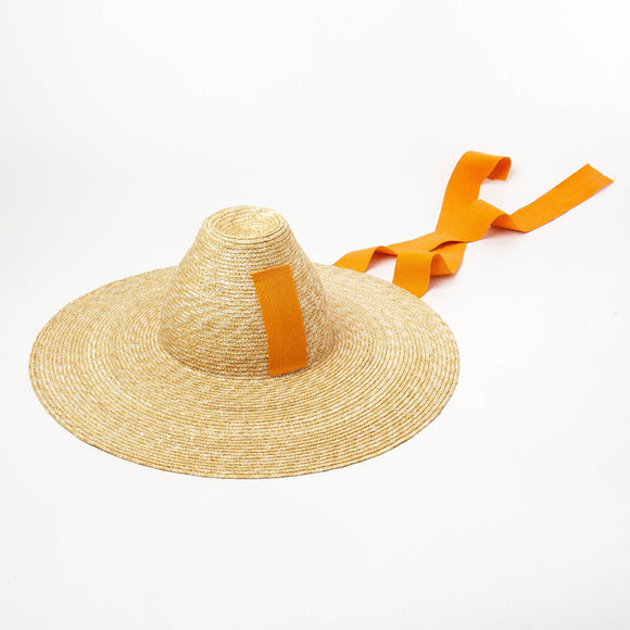 Sombrero de Paja Tejido a Mano con Ala Grande y Cordones para Mujer