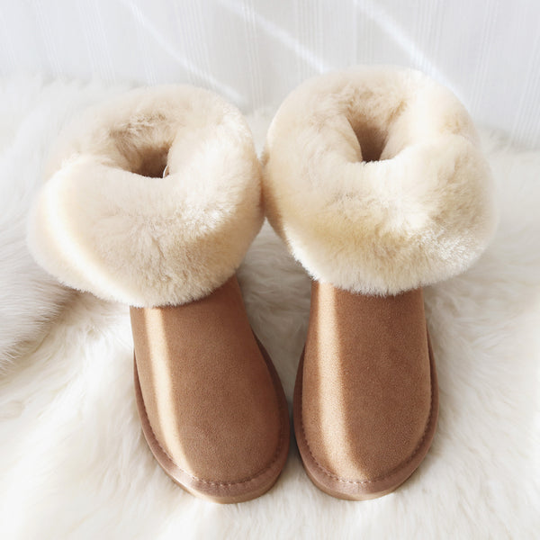 Botas de Nieve Caña Media para Mujer con Forro de Lana de Oveja