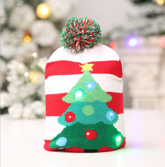 Gorro Navideño Tejido con Luces LED - Árbol de Navidad y Muñeco de Nieve - Image 9