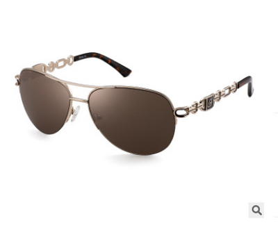 Women's pilot sunglasses with rose gold frames, pink mirrored lenses, and chain-link detail on the temples. - Image 5