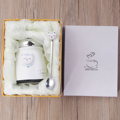 Taza de Cerámica con Tapa y Cuchara - Diseño Adorable para Café - Image 7