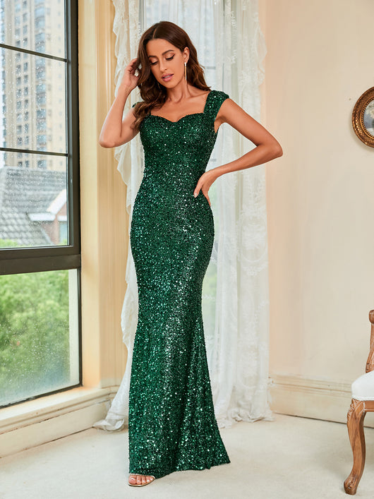 Vestido de Fiesta Cintura Media con Tirantes Verdes - Image 14