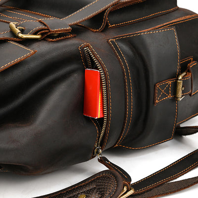 Mochila Vintage de Cuero Crazy Horse Gran Capacidad - Image 9