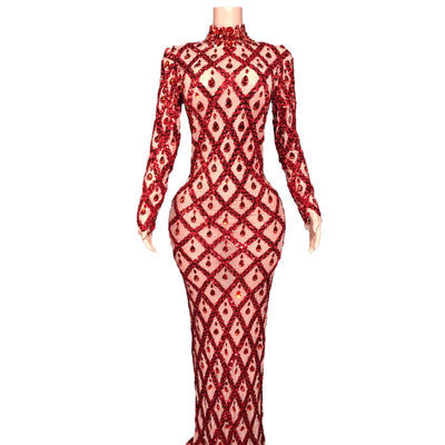 Vestido de Fiesta Elegante con Cristales Brillantes para Mujer - Image 3