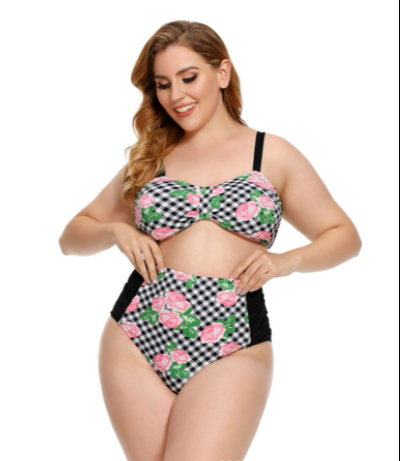 Traje de Baño Bikini Talla Grande con Estampado Floral y Diseño Fruncido - Image 5