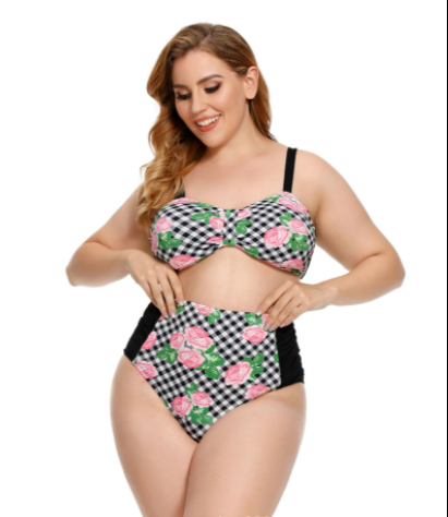 Traje de Baño Bikini Talla Grande con Estampado Floral y Diseño Fruncido - Image 5