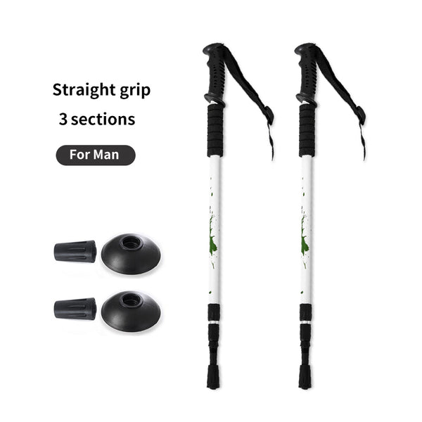 Bastones de Trekking Ultraligeros Plegables de Aluminio con Mango Recto