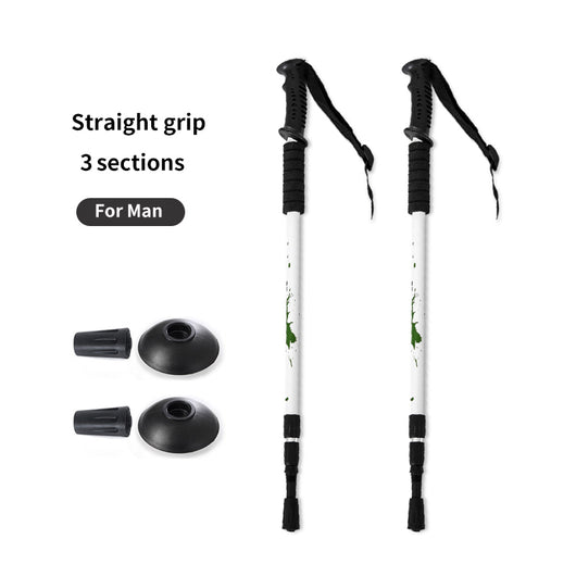 Bastones de Trekking Ultraligeros Plegables de Aluminio con Mango Recto