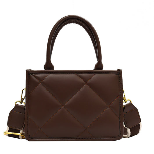 Bolso Cuadrado Pequeño con Correa Ancha y Detalles de Costura Automotriz - Image 4