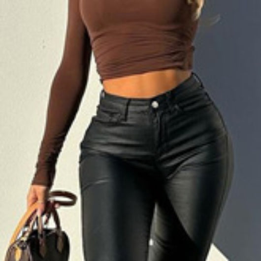 Pantalones de Cuero para Mujer Madura - Elegancia Versátil para Otoño e Invierno - Image 5