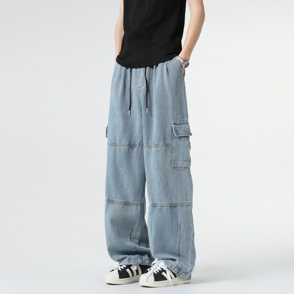 Pantalones Rectos con Pliegues y Paneles Laterales para Hombre
