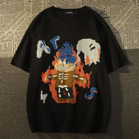 Playera de Algodón Puro con Diseño Cartoon para Hombre y Mujer - Comodidad Veraniega