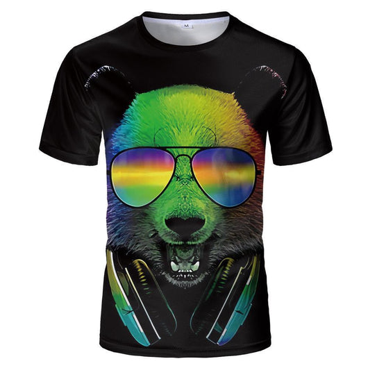 Camiseta Estampada 3D con Diseño de Rayas - Tendencia Europea y Americana - Image 4
