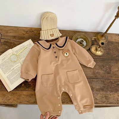 Abrigo Romper con Cuello Tipo Solapa - Diseño Osito para Bebé - Image 4