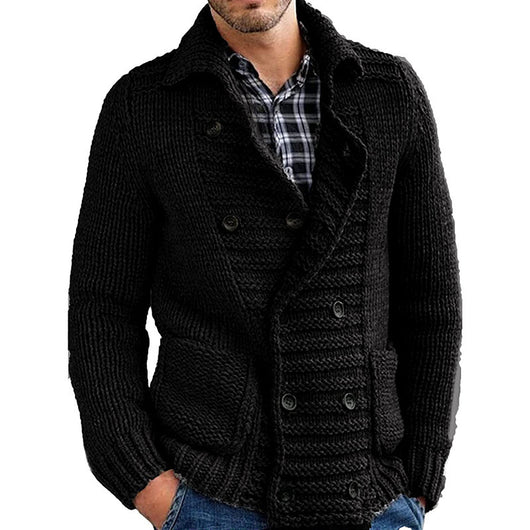 Cardigan de Solapa Hombre Color Liso - Suéter Elegante - Image 7