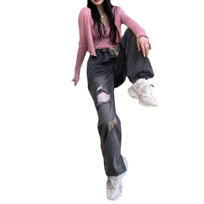 Jeans Rectos de Talle Alto y Pierna Ancha para Mujer - Image 6