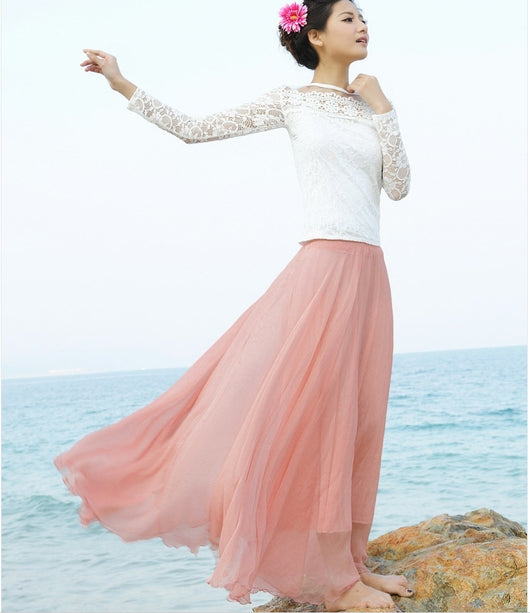 Vestido Playero Elegante de Gasa de Seda Dorada - Corte Amplio - Image 9