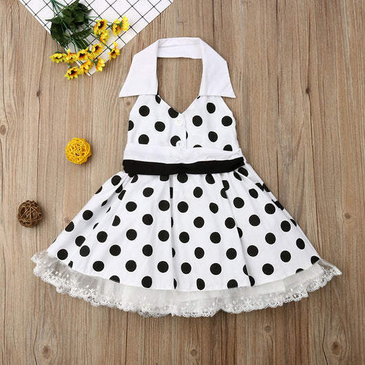 Vestido Princesa Niña con Lunares Blancos - Algodón Suave y Elegante - Image 2