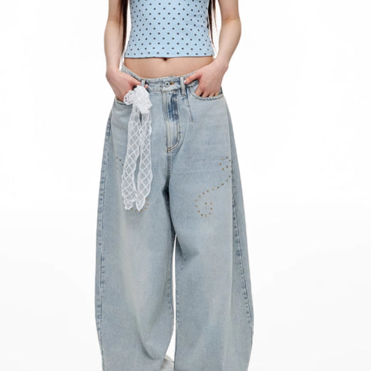 Jeans de Trabajo Pesado para Mujer con Detalles Vintage Estampados - Image 3